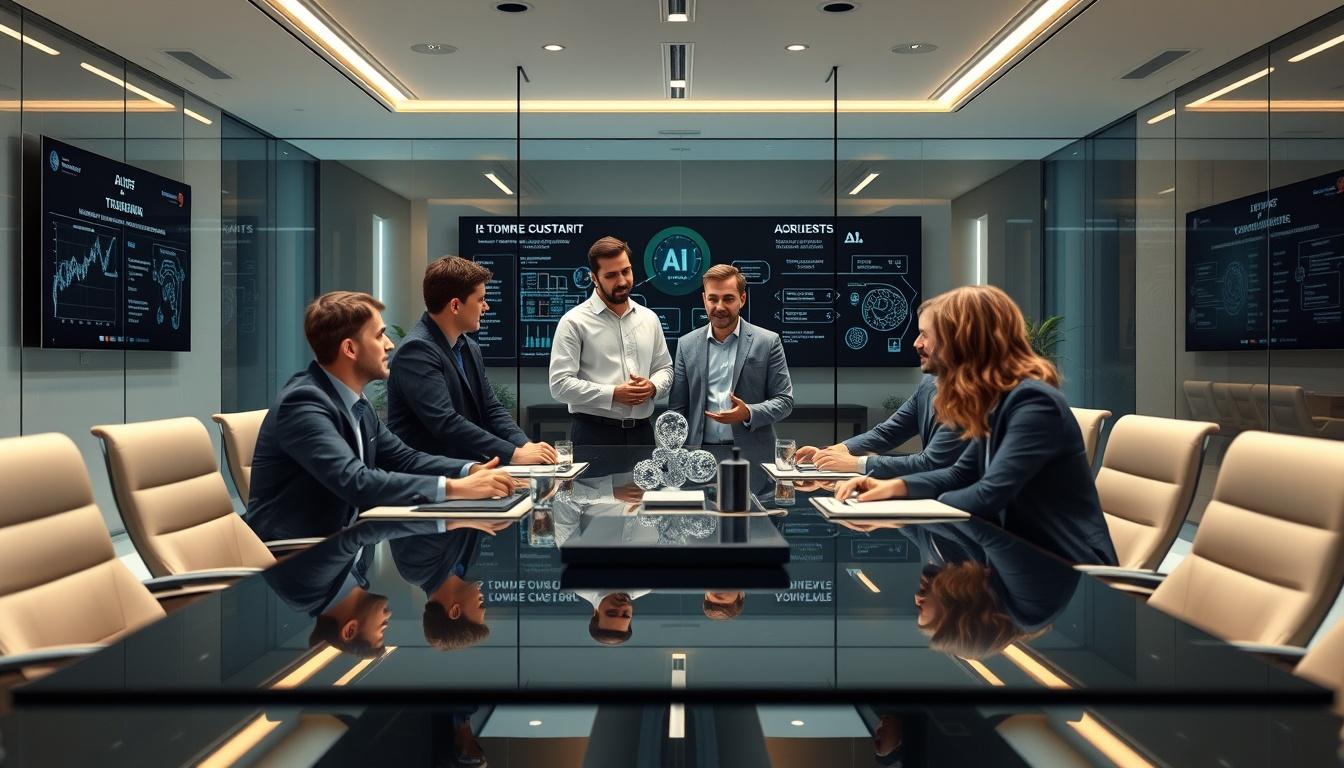 AI software company team and business technology strategy
